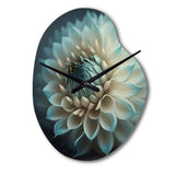 Blue And White Dahlia Flowers V - Asymmetric Metal Wall Clock