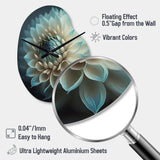 Blue And White Dahlia Flowers V - Asymmetric Metal Wall Clock