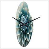 Blue, White Dahlia Flowers I - Asymmetric Metal Wall Clock