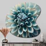 Blue, White Dahlia Flowers I - Asymmetric Metal Wall Clock