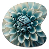 Blue, White Dahlia Flowers I - Asymmetric Metal Wall Clock