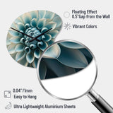 Blue, White Dahlia Flowers I - Asymmetric Metal Wall Clock