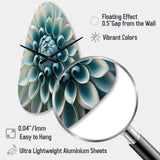 Blue, White Dahlia Flowers I - Asymmetric Metal Wall Clock