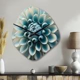 Blue, White Dahlia Flowers I - Asymmetric Metal Wall Clock