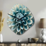 Blue, White Dahlia Flowers I - Asymmetric Metal Wall Clock