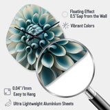 Blue, White Dahlia Flowers I - Asymmetric Metal Wall Clock