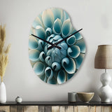 Blue, White Dahlia Flowers I - Asymmetric Metal Wall Clock