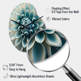 Blue, White Dahlia Flowers I - Asymmetric Metal Wall Clock