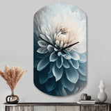 Dahlia Flowers Blue And White I - Asymmetric Metal Wall Clock