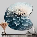 Dahlia Flowers Blue And White I - Asymmetric Metal Wall Clock