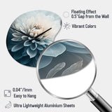 Dahlia Flowers Blue And White I - Asymmetric Metal Wall Clock
