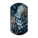 Dahlia Flowers Blue And White II - Asymmetric Metal Wall Clock