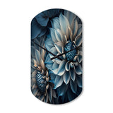 Dahlia Flowers Blue And White II - Asymmetric Metal Wall Clock