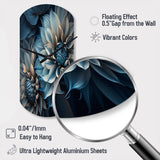 Dahlia Flowers Blue And White II - Asymmetric Metal Wall Clock