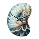 Dahlia Flowers Blue And White III - Asymmetric Metal Wall Clock