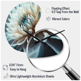 Dahlia Flowers Blue And White III - Asymmetric Metal Wall Clock