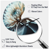 Dahlia Flowers Blue And White III - Asymmetric Metal Wall Clock