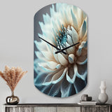 Dahlia Flowers Blue And White III - Asymmetric Metal Wall Clock
