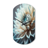 Dahlia Flowers Blue And White III - Asymmetric Metal Wall Clock