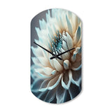 Dahlia Flowers Blue And White III - Asymmetric Metal Wall Clock