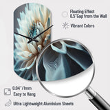 Dahlia Flowers Blue And White III - Asymmetric Metal Wall Clock