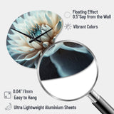 Dahlia Flowers Blue And White III - Asymmetric Metal Wall Clock