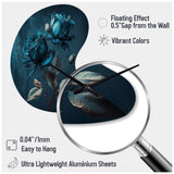 Rose Blue And White II - Asymmetric Metal Wall Clock