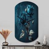 Rose Blue And White II - Asymmetric Metal Wall Clock