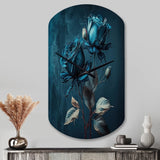 Rose Blue And White II - Asymmetric Metal Wall Clock