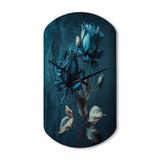 Rose Blue And White II - Asymmetric Metal Wall Clock