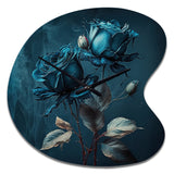 Rose Blue And White II - Asymmetric Metal Wall Clock