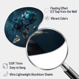 Rose Blue And White II - Asymmetric Metal Wall Clock