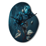 Rose Blue And White II - Asymmetric Metal Wall Clock