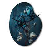 Rose Blue And White II - Asymmetric Metal Wall Clock