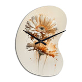 Orange Gerbera Flower III - Asymmetric Metal Wall Clock