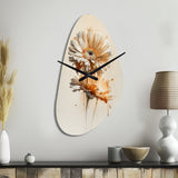 Orange Gerbera Flower III - Asymmetric Metal Wall Clock