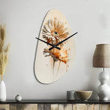 Orange Gerbera Flower III - Asymmetric Metal Wall Clock