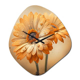 Orange And White Daisy's I - Asymmetric Metal Wall Clock