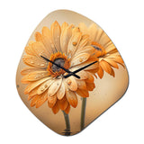 Orange And White Daisy's I - Asymmetric Metal Wall Clock