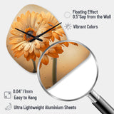Orange And White Daisy's I - Asymmetric Metal Wall Clock