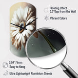 White Gerbera Flowers II - Asymmetric Metal Wall Clock