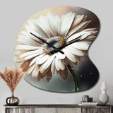 White Gerbera Flowers II - Asymmetric Metal Wall Clock