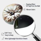 White Gerbera Flowers II - Asymmetric Metal Wall Clock