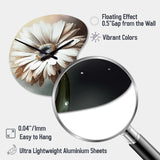White Gerbera Flowers II - Asymmetric Metal Wall Clock