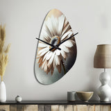White Gerbera Flowers II - Asymmetric Metal Wall Clock