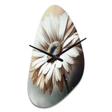 White Gerbera Flowers II - Asymmetric Metal Wall Clock
