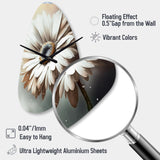 White Gerbera Flowers II - Asymmetric Metal Wall Clock
