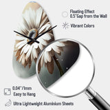 White Gerbera Flowers II - Asymmetric Metal Wall Clock