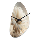 White Gerbera Flowers III - Asymmetric Metal Wall Clock