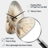 White Gerbera Flowers III - Asymmetric Metal Wall Clock